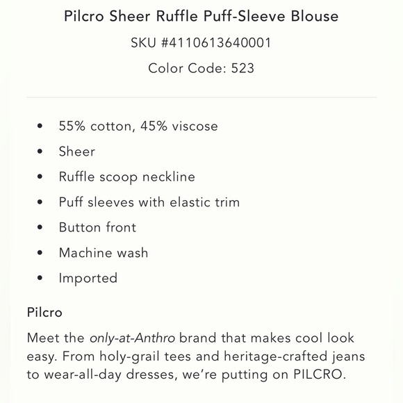 Anthropologie Cream Floral Ruffle Blouse - Picture 8 of 15